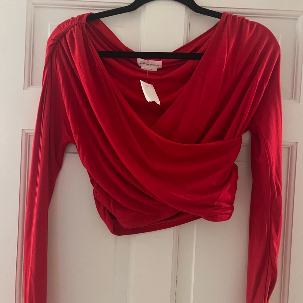 Lovers + Friends Red Long Sleeved Crop Top